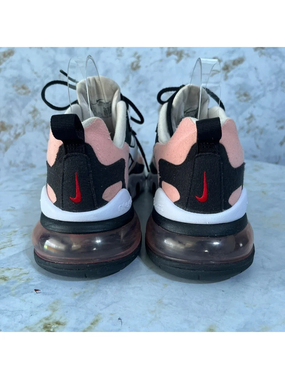 Nike Air Max 270 React Womens Size 9.5 Shoes White Pink Athletic Trainer Sneaker